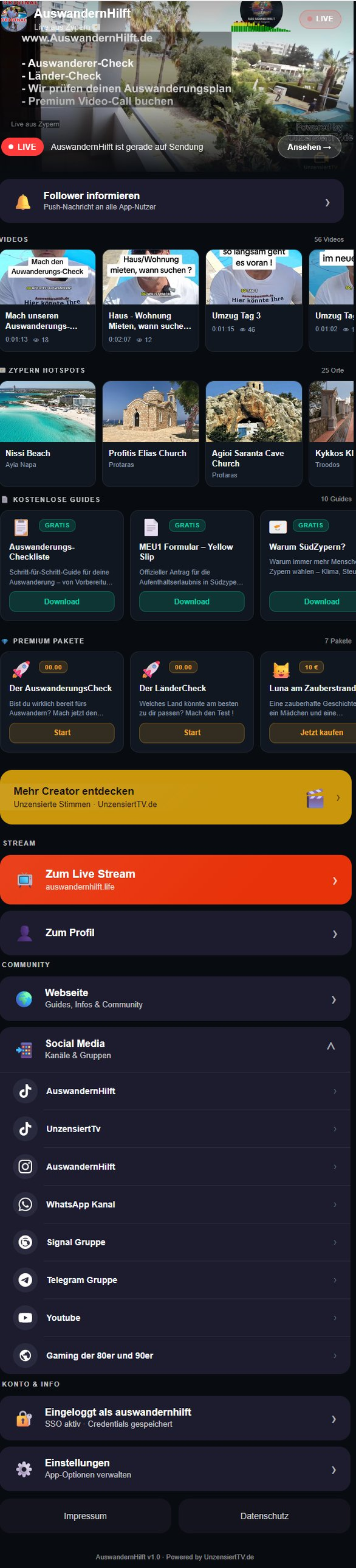 UnzensiertTV Profil AuswandernHilft
